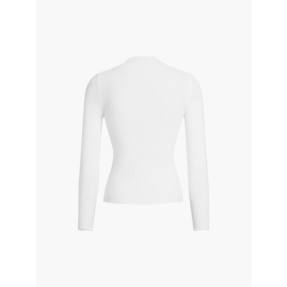 Commense NWT Mock Neck Rib Long Sleeve Knit Top in White size Small - Picture 8 of 8